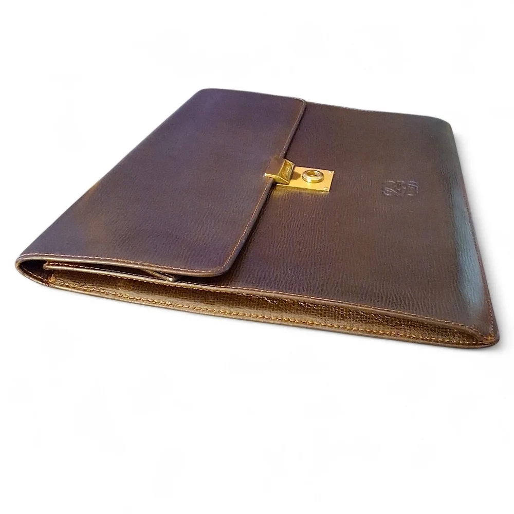 Vintage Loewe Leather Lock Portfolio Document Clutch | Made in Spain
